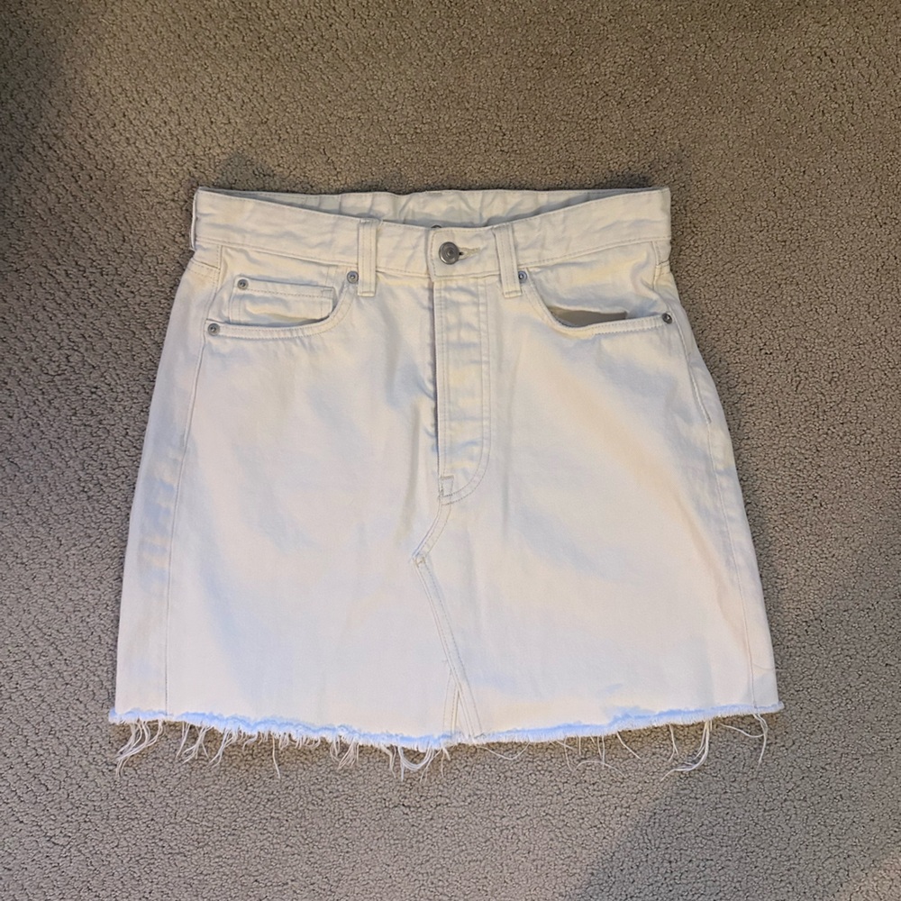 White Denim Mini Skirt
